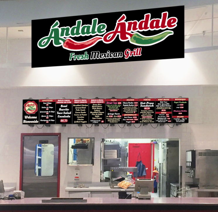 Ándale Ándale logos, signage and menus, 2016