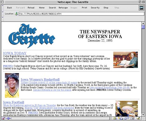 The Gazette's initial website creation
